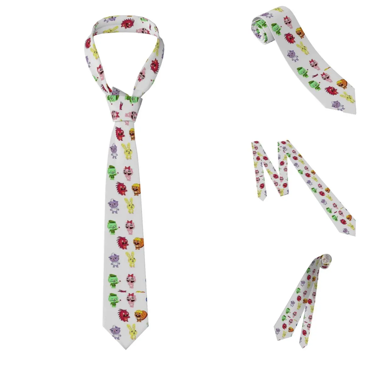 Happy Tree Friends Necktie for Men Silk Polyester Slim Neck Ties Wedding Accessories Tie Casual Gravatas