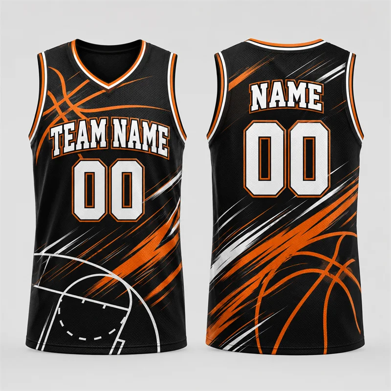 Fashion Personality Mens Basketball Jersey Free Custom Name Team Name Number 3D Printed Vest Loose Quick Dry Team Uniforms