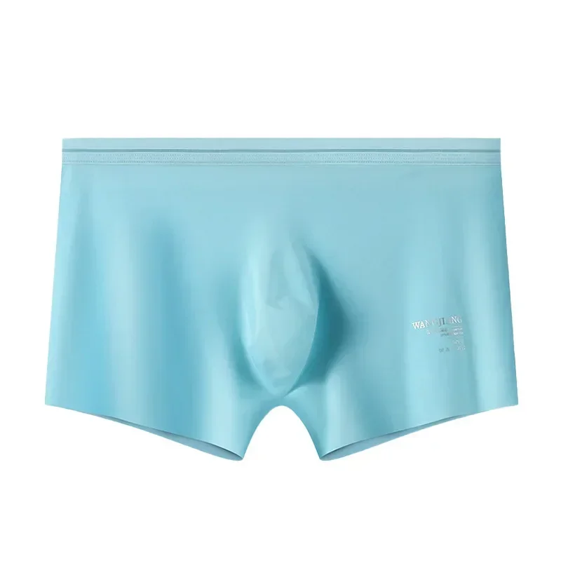 

See Through Ice Silk Boxer Briefs Men Sexy Underwear Bulge Pouch Underpants Seamless Panties Man Thin Breathable Underpants