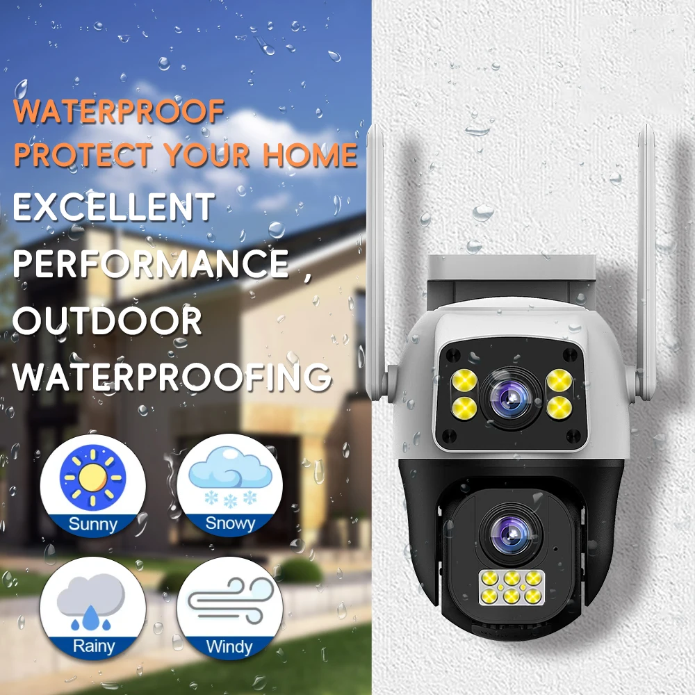 V380 Pro 8MP Dual Lens PTZ IP Camera, WiFi/4G Outdoor Dual Screen AI Human Detection Security Protection Two-way Audio