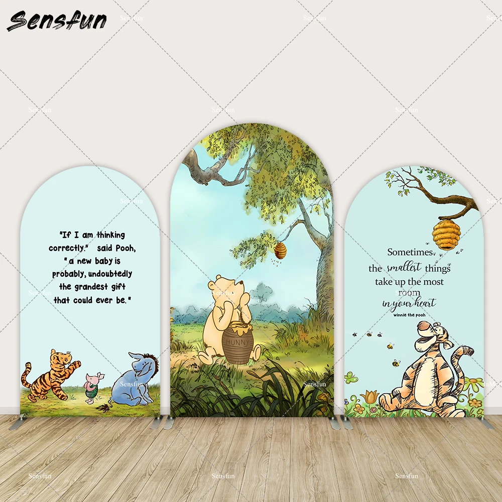 

Winnie the Pooh Bear Arch Backdrop Cover for Kids Baby Shower Decorations Cartoon Tiger Boy 1st Birtthday Chiara Wall Background