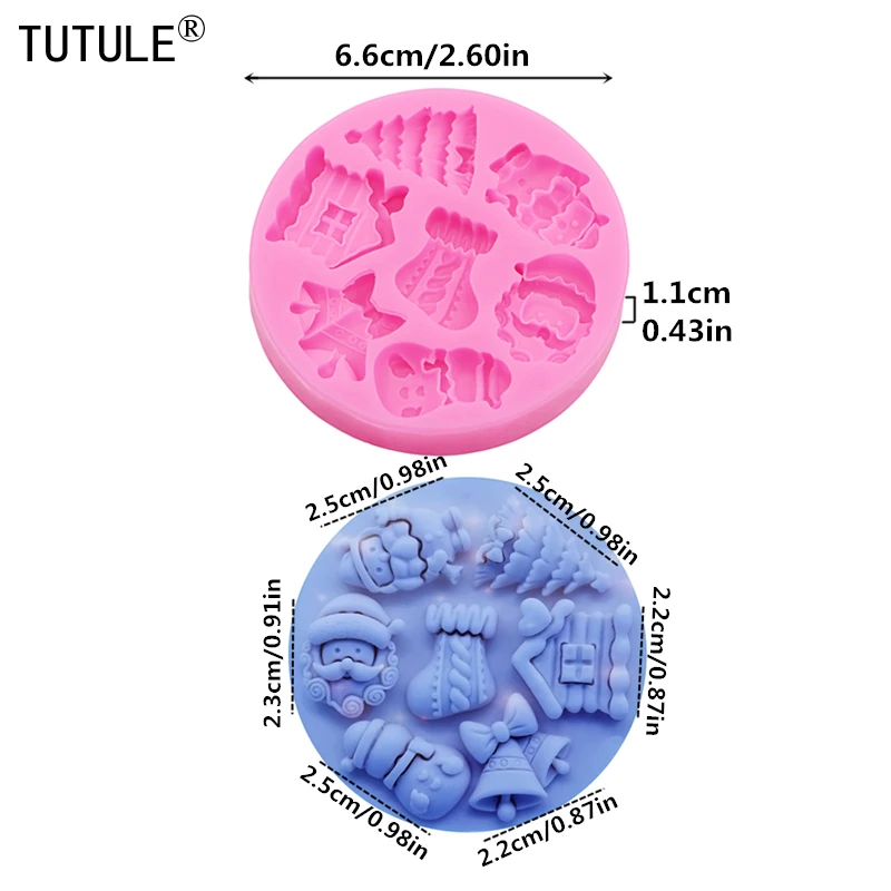 Christmas Series Flip Cake Silicone MoldDIY Santa Claus Christmas Tree Christmas Socks House Homemade Chocolat Candy Baking Mold