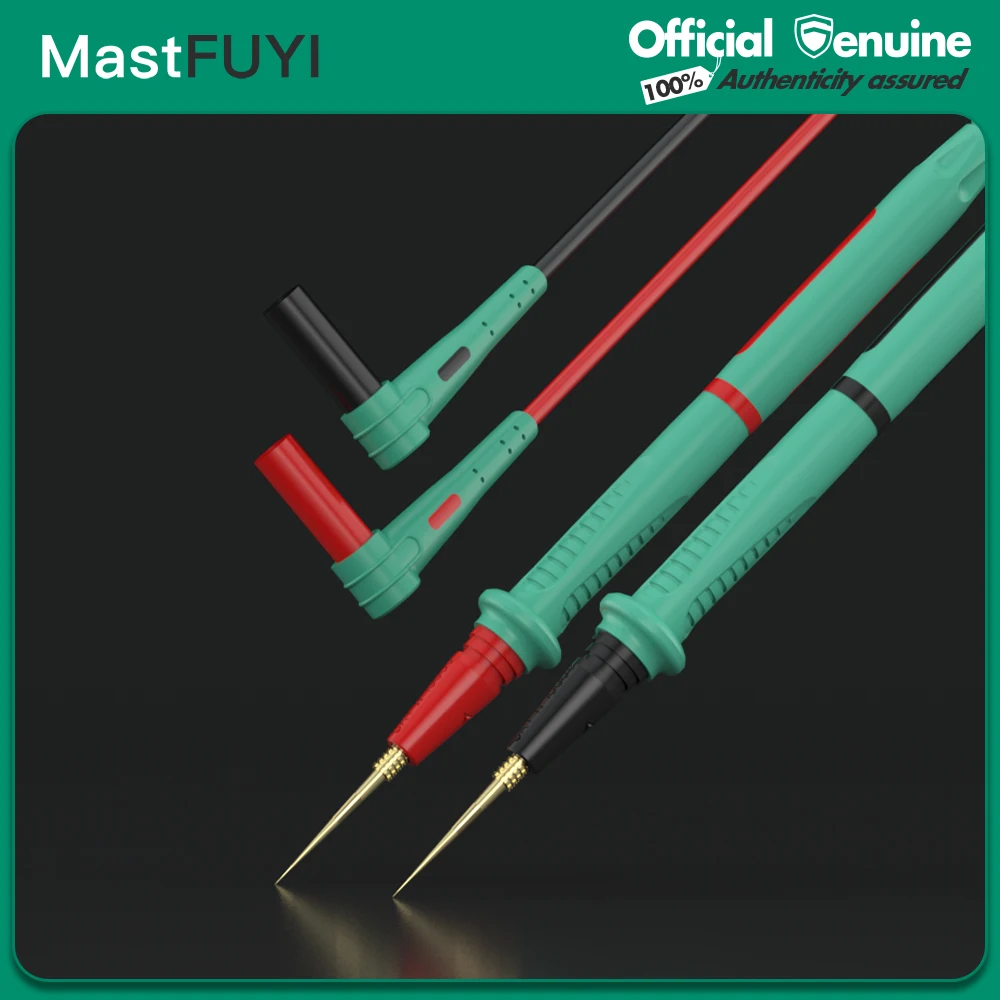 MASTFUYI Replaceable Gold Plated Ultra Fine Probe Tips Multimeter Test Leads 20A 1000V Universal Plug Silicone Multimeter Probes