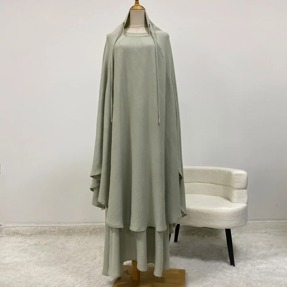 

Комплект из 3 предметов для женщин на Ид Рамадан: длинный химар из крепа с платьем-хиджабом, мусульманская абайя, молитвенная одежда, наборы хиджабов, никаб, джалабия, мусульманские комплекты