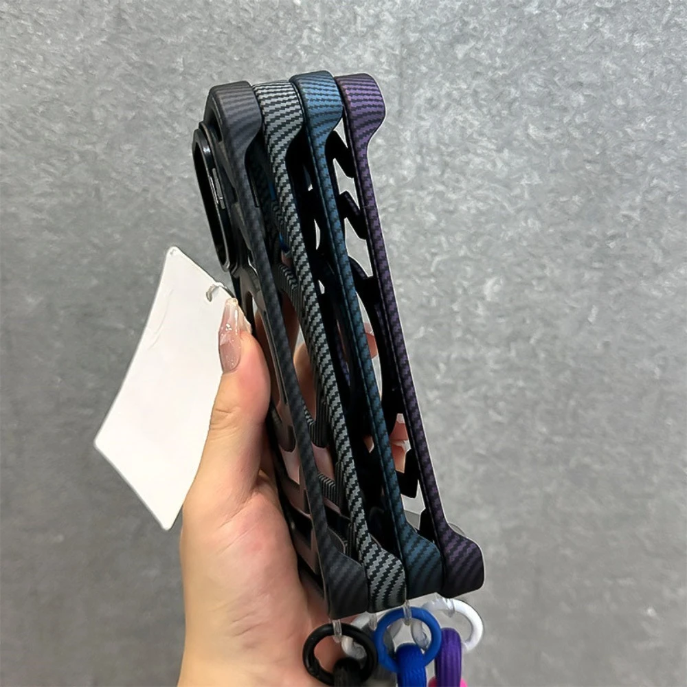 For iPhone 16 Pro Max Case Frameless Magnetic Carbon Fiber Texture, Slim Lens Stand Compatible with iPhone 15 14 13 12 view 6
