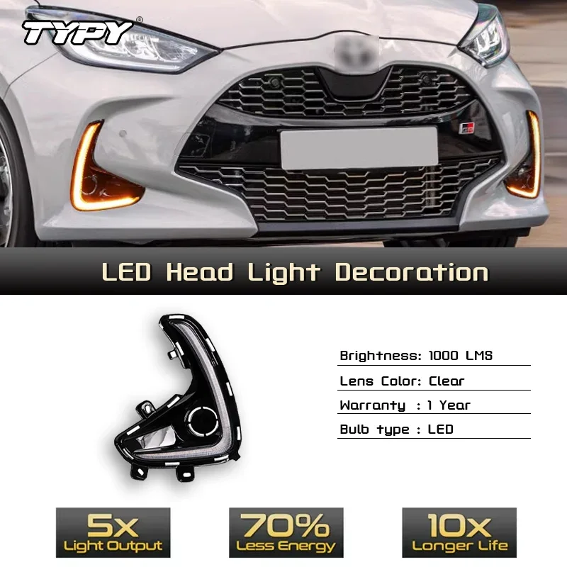

TYPY Car LED Fog Lamp For Toyota Yaris Vios 2020 2021 2022 Car LED Daytime Running Light Dynamic Turn Signal Auto Accessories