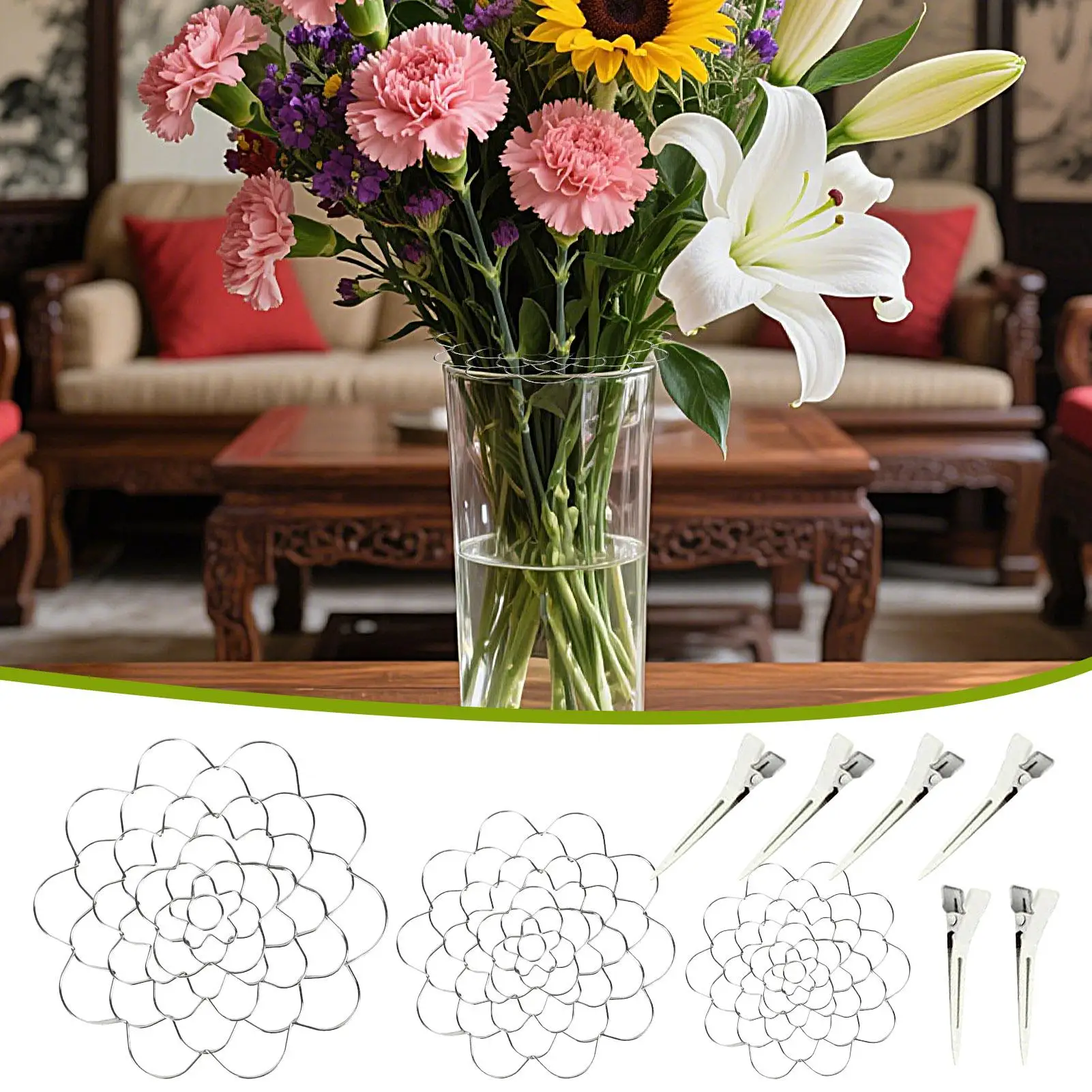 حامل زهور لباقة المزهرية حامل جذع لزهرية أداة تثبيت النبات لطاولة المطبخ طاولة طعام عرض مدخل المنزل #2