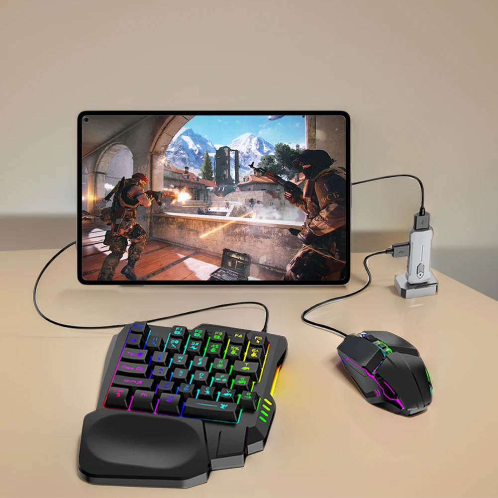 

Мобильный игровой контроллер 5-в-1: клавиатура, мышь, конвертер BT 5.3 для PUBG, аксессуары для геймеров