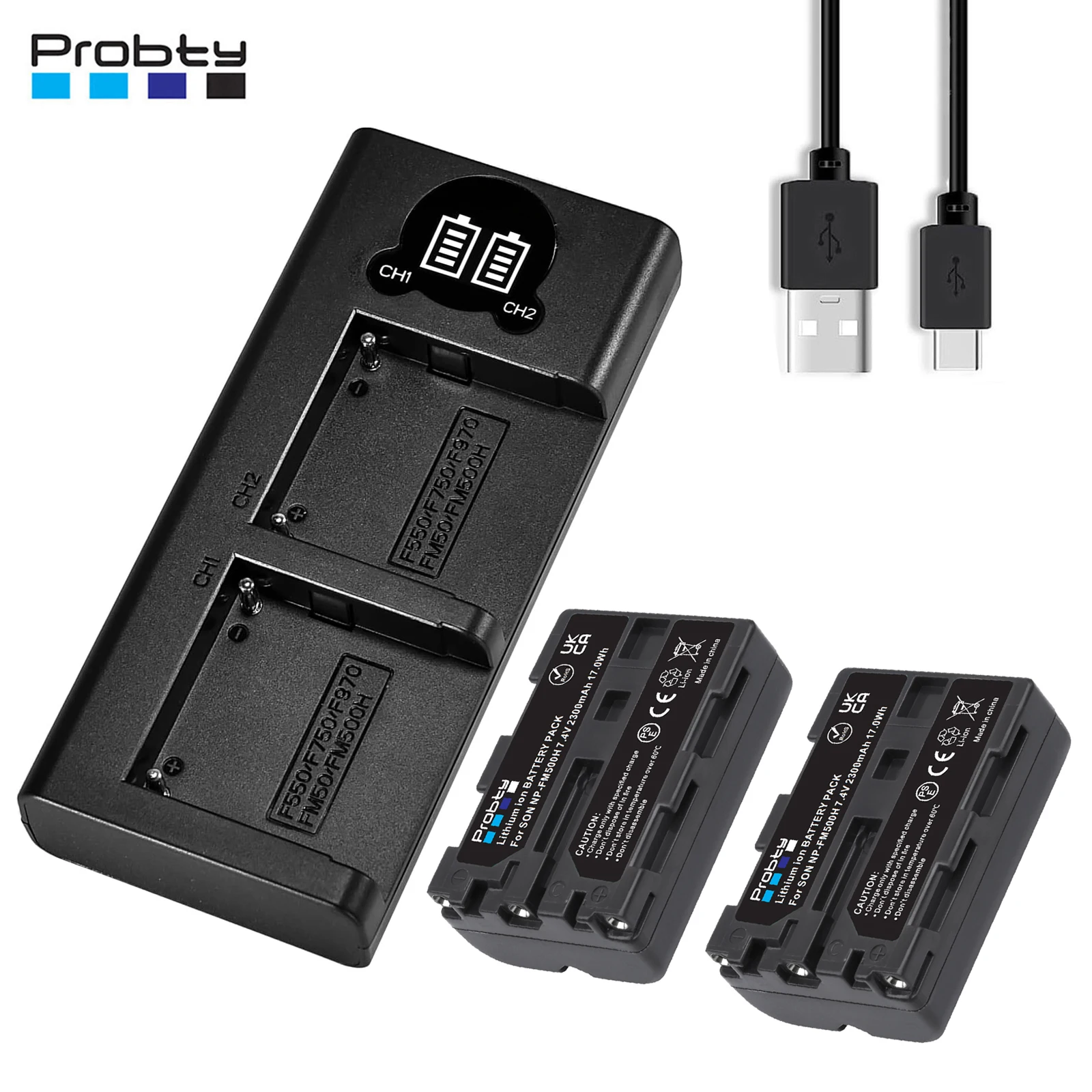 2300mAh NP-FM500H NP FM500H Camera Battery + LED Dual Charger Port for Sony A200 A200K A200W A300 A350 A450 A580