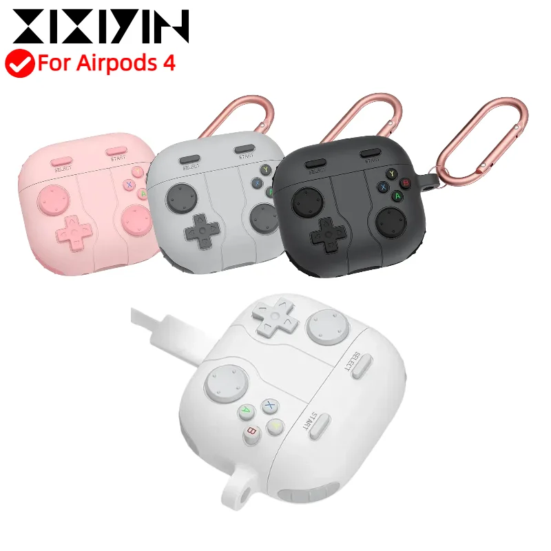 

XIXIYIN Suitable For Airpods 4 liquid state Silicone protective cover 3D game console button model Shockproof Case with Keychain
