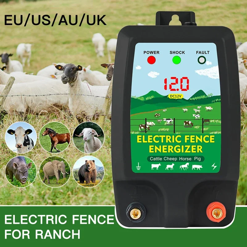 

5 км электрическое устройство Energizer для забора 12 В для крупного рогатого скота, лошади, крупного рогатого скота, коров, овцы, курицы, животных, скота, электрическое зарядное устройство для овчарки