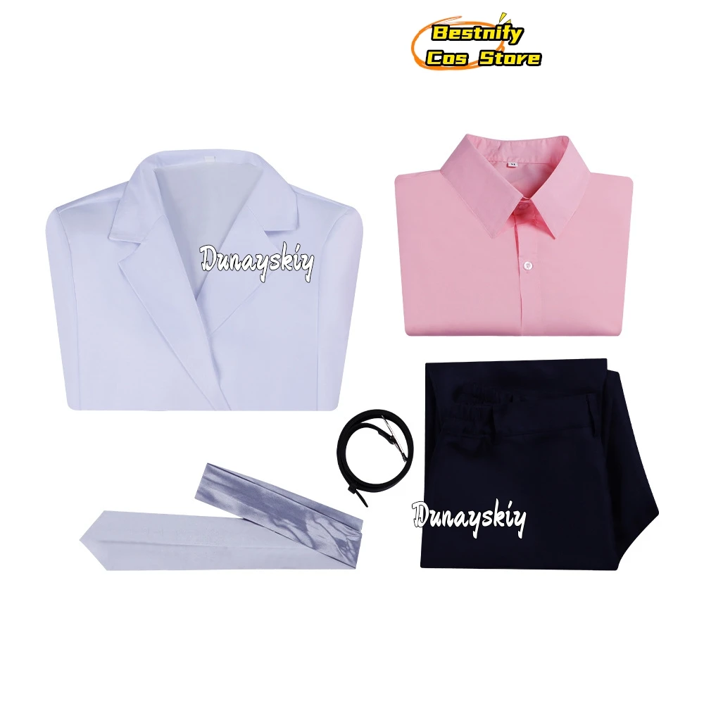 أنيمي 3-Z GINPACHiI SENSEI تأثيري ساكاتا المعلم زي {Bestnify Cos} معطف أبيض الوردي قميص التعادل نظارات مجموعة هالوين تمويه