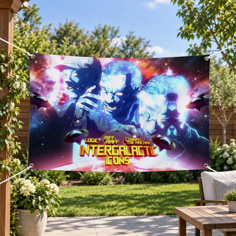 Rapper Logic Flags Aesthetic Wall Tapestry Printed Wall Hanging Living Room Party Outdoor Decor