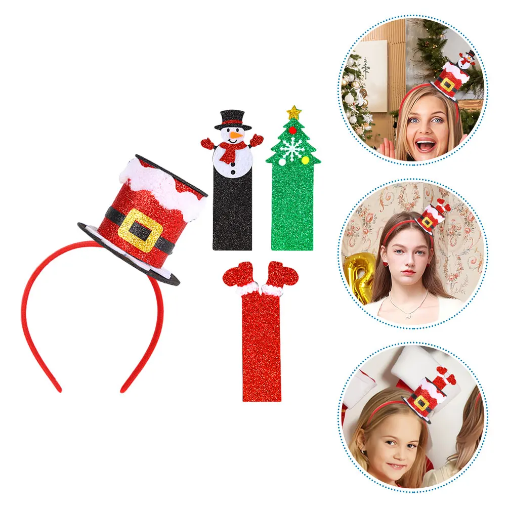 

1 Set Christmas Top Hat Headband Party Cosplay Accessory Replacement Cards Adults Holiday Headwear Sequin Decorative