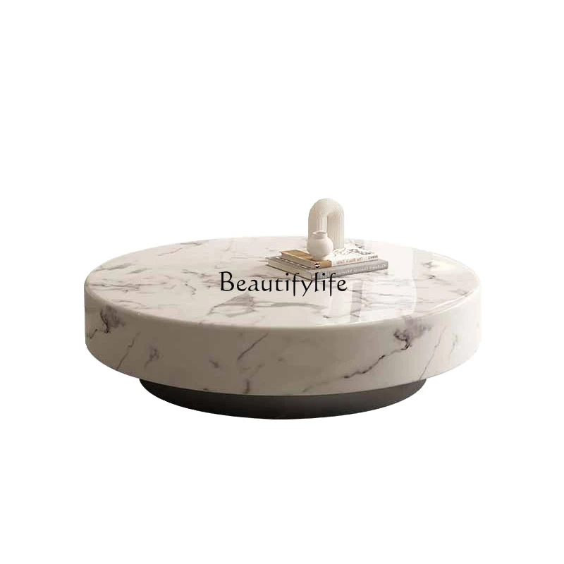 

Italian minimalist round coffee table marble living room household cream style marble large coffee table