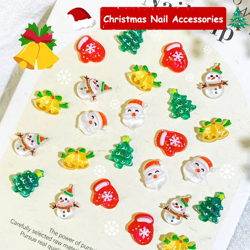 20 قطعة ثلاثية الأبعاد مختلط عيد الميلاد مسمار الفن السحر Kawaii شجرة عيد الميلاد سانتا كلوز الرنة قفازات مسمار أجزاء لتقوم بها بنفسك مسمار الديكور