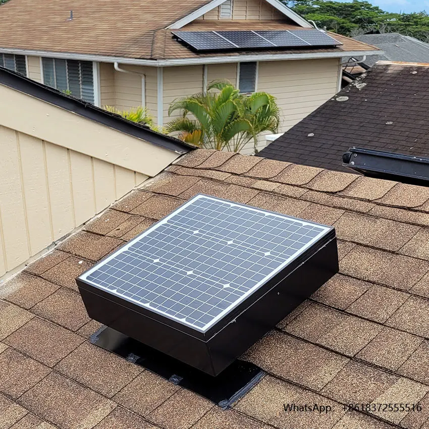 

da40 Watt 2040 CFM Black Solar Attic Roof Exhaust Fan Ventilation for Residential Poultry Farm Industrial Greenhouse Warehouse F