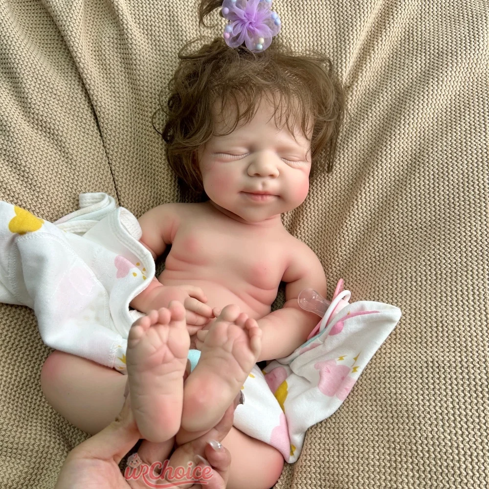 19 pulgadas linda niña bebé Pascale con cabello enraizado completo suave realista de silicona renacido muñeca ponderada para la compañía de ancianos