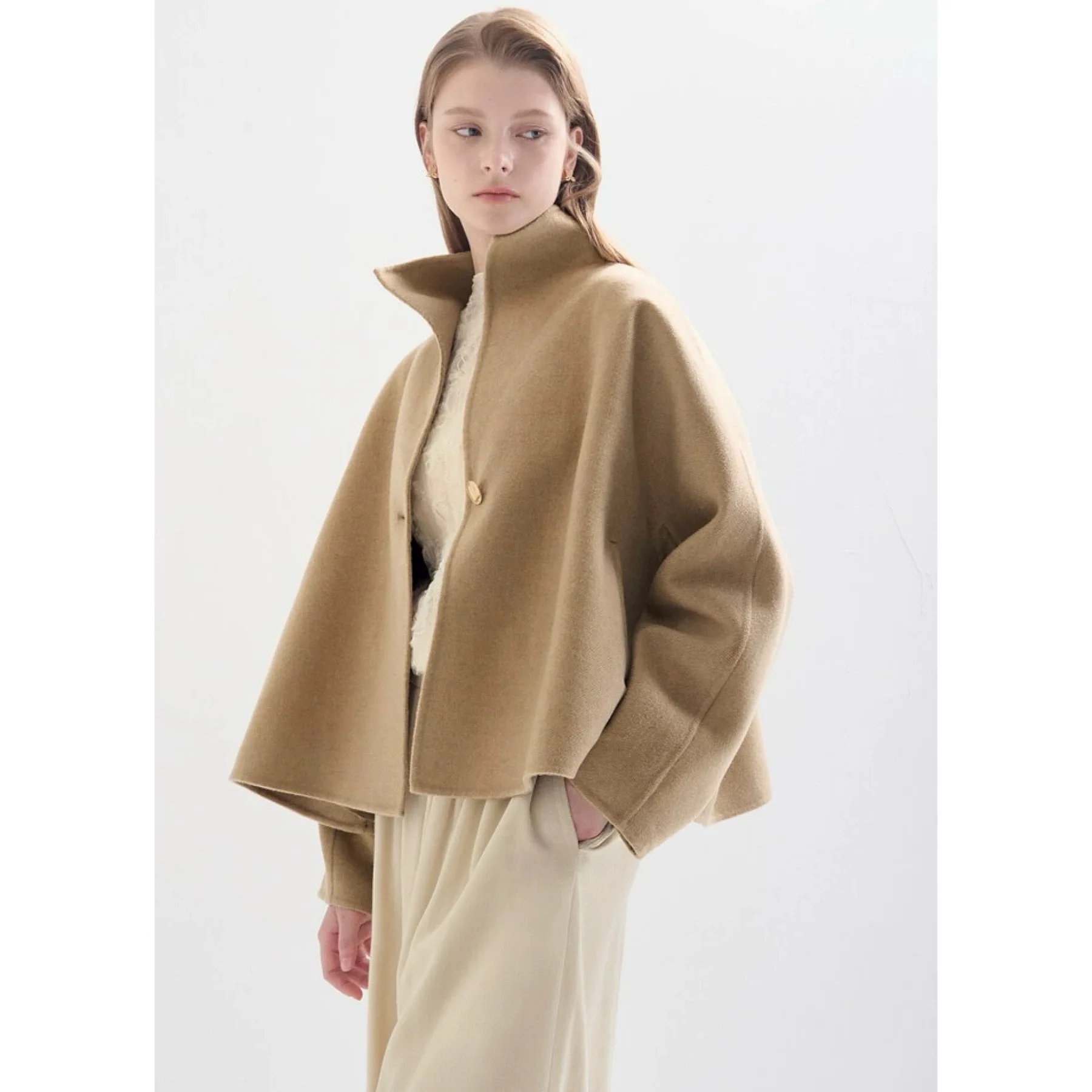 Abrigo de Camere de cordero ort cosido a mano de doble cara otoño viaje Sle ajuste suelto adelgazante queso de limón LAN25