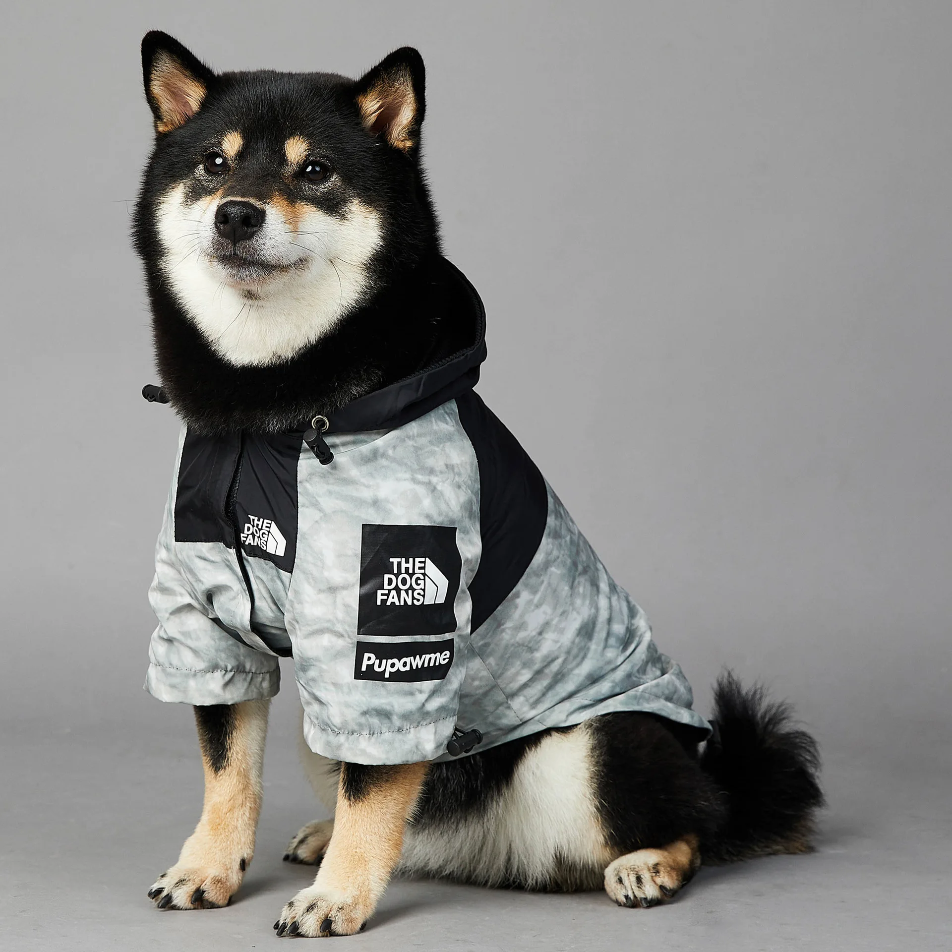 

Fashion Print Windproof Waterproof Dog Raincoat Trendy Large Breed Outdoor Jacket with Hood North Dog Design Pet Dog Clothes