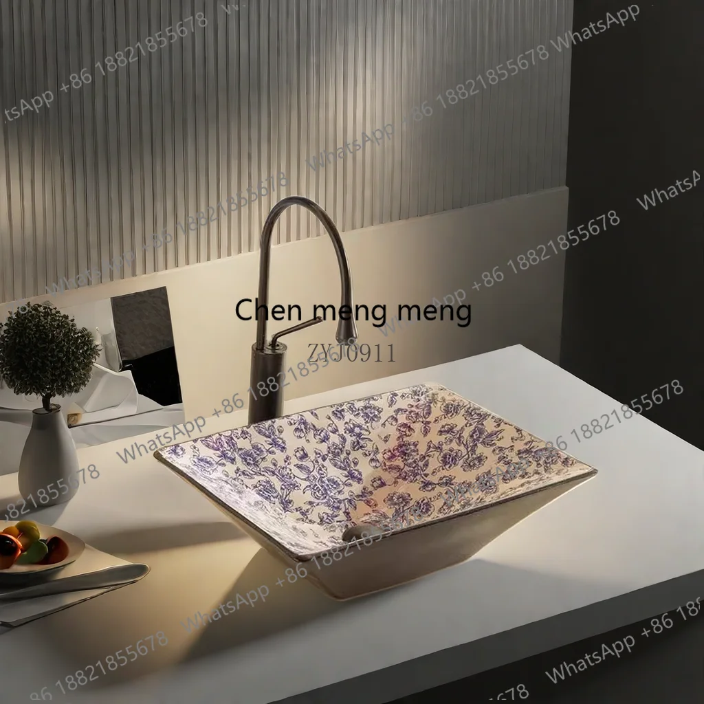 Special-shaped stage wash basin matte black art basin New Chinese creative stage single basin Super deep light luxury