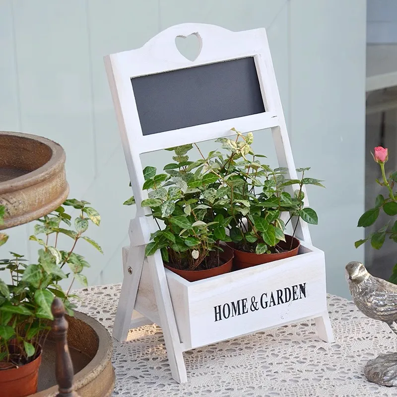 Green White Blue Turquoise Foldable Footed Wooden Flower Shelf With Welcome Signs On European Home Garden Decor Floral Planter