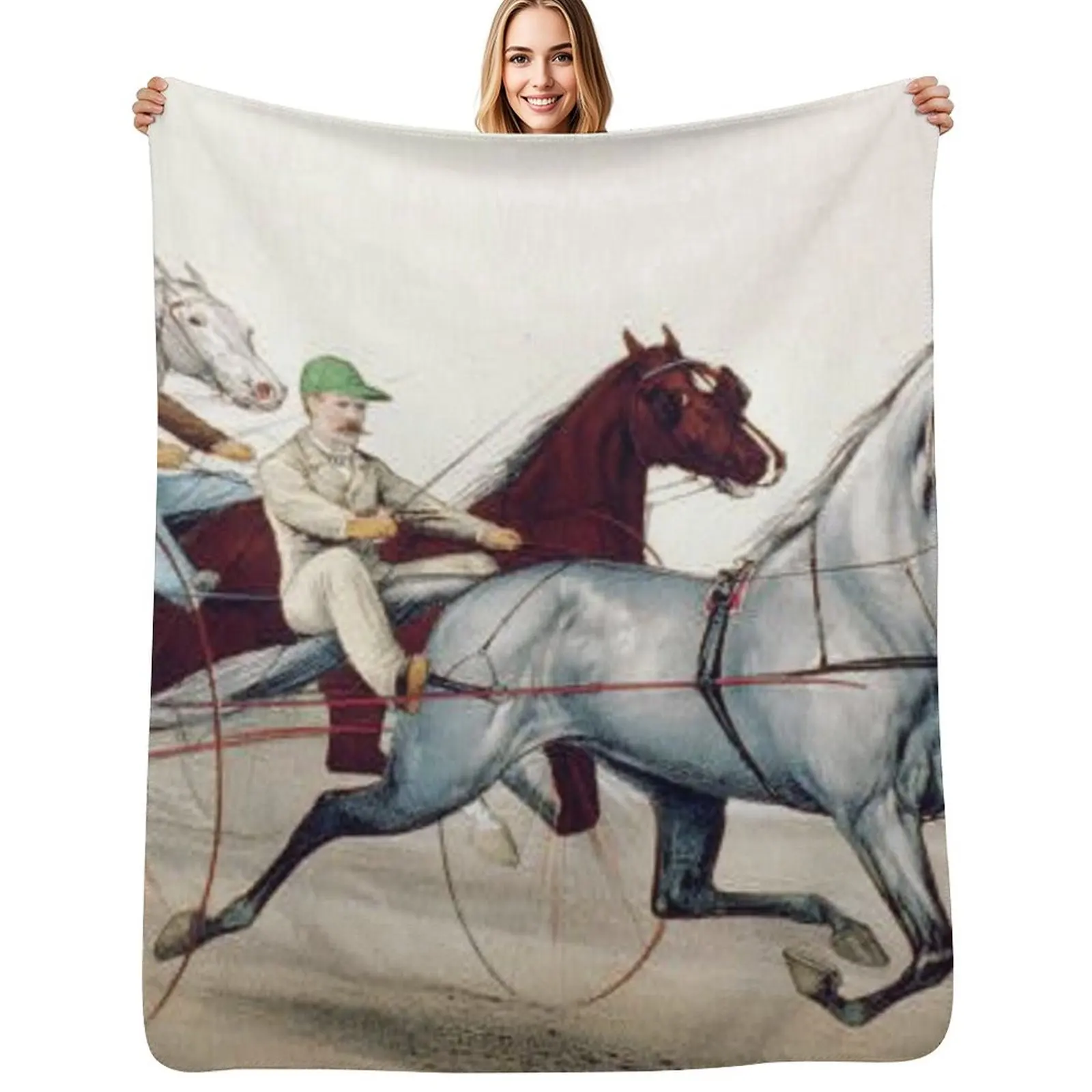 Harness Racing Throw Blanket Sofas Cute Plaid Warm Camping sofa bed Furry Blankets
