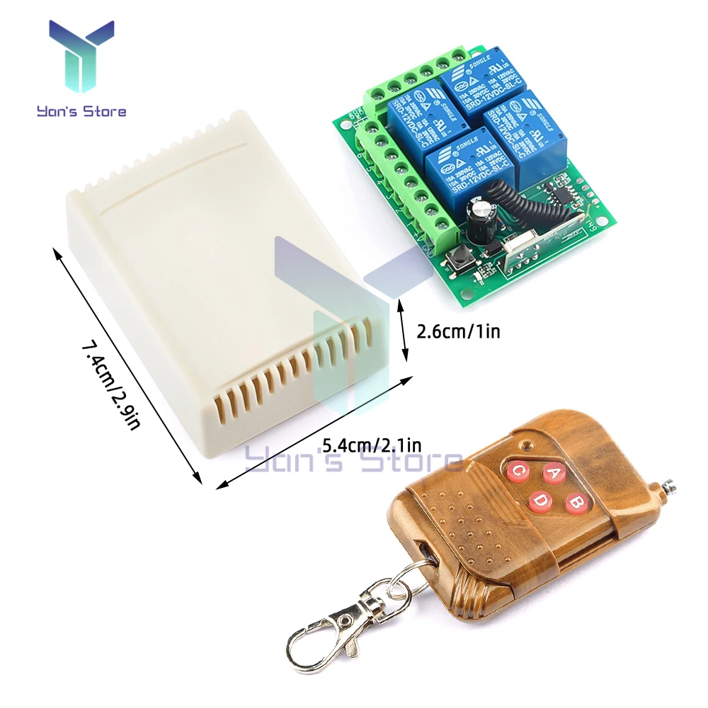 315MHz 433Mhz DC12V Smart Wireless Remote Control Switch 4 Channel RF Relay Receiver Module for Home Light Switch Garage Gate