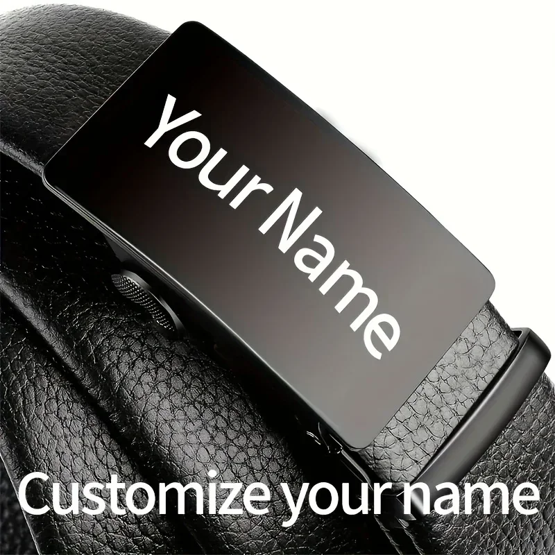 Engraved Custom Text Casual PU Leather Belt for Men Alloy Buckle Waistband Personalized Name Gift for Him Husband Boyfriend