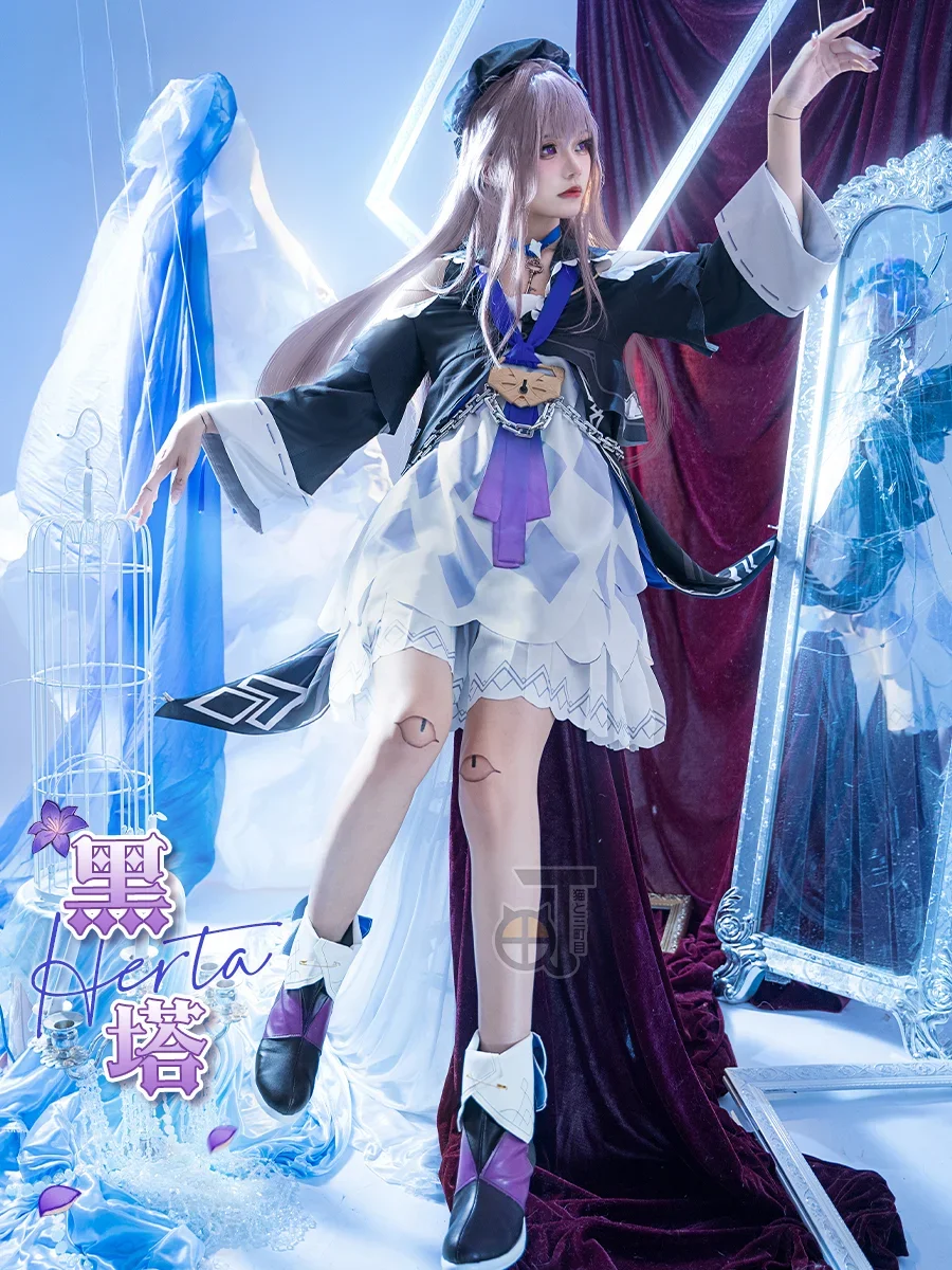 Game Honkai: Star Rail Herta Cosplay Costume Halloween Party Outfit Clothing Anime Cosplay Wig Suit Lovely Lolita Dress image 2