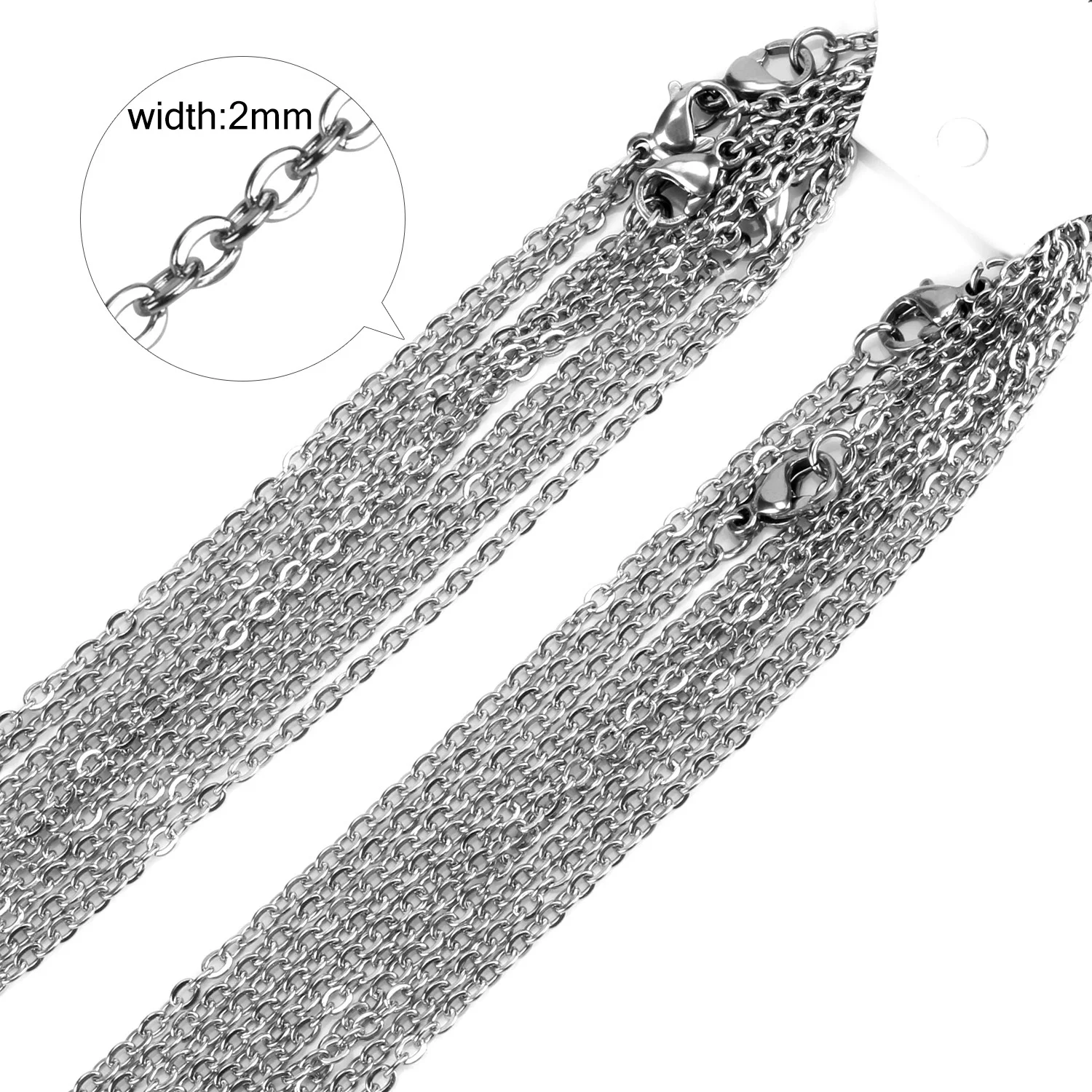 LUXUKISSKIDS High Quality 2mm Stainless Steel Chains Necklace Wholesale O-Chain 10pcs/Lots Waterproof DIY Jewelry Accessories