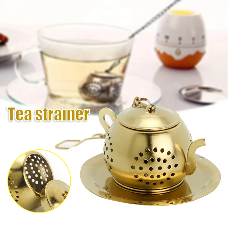 Titanium Tea Strainer Loose Leaf Tea Infuser Ball With Chain And Drip Tray Mini Filter For Mug Cup And Pitcher