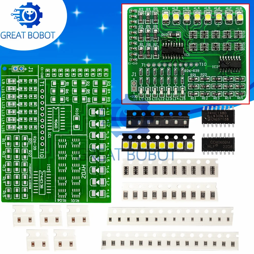 DIY SMD Welding Training Kit - 1801 Board 15-Color LED Light Controller for Beginners