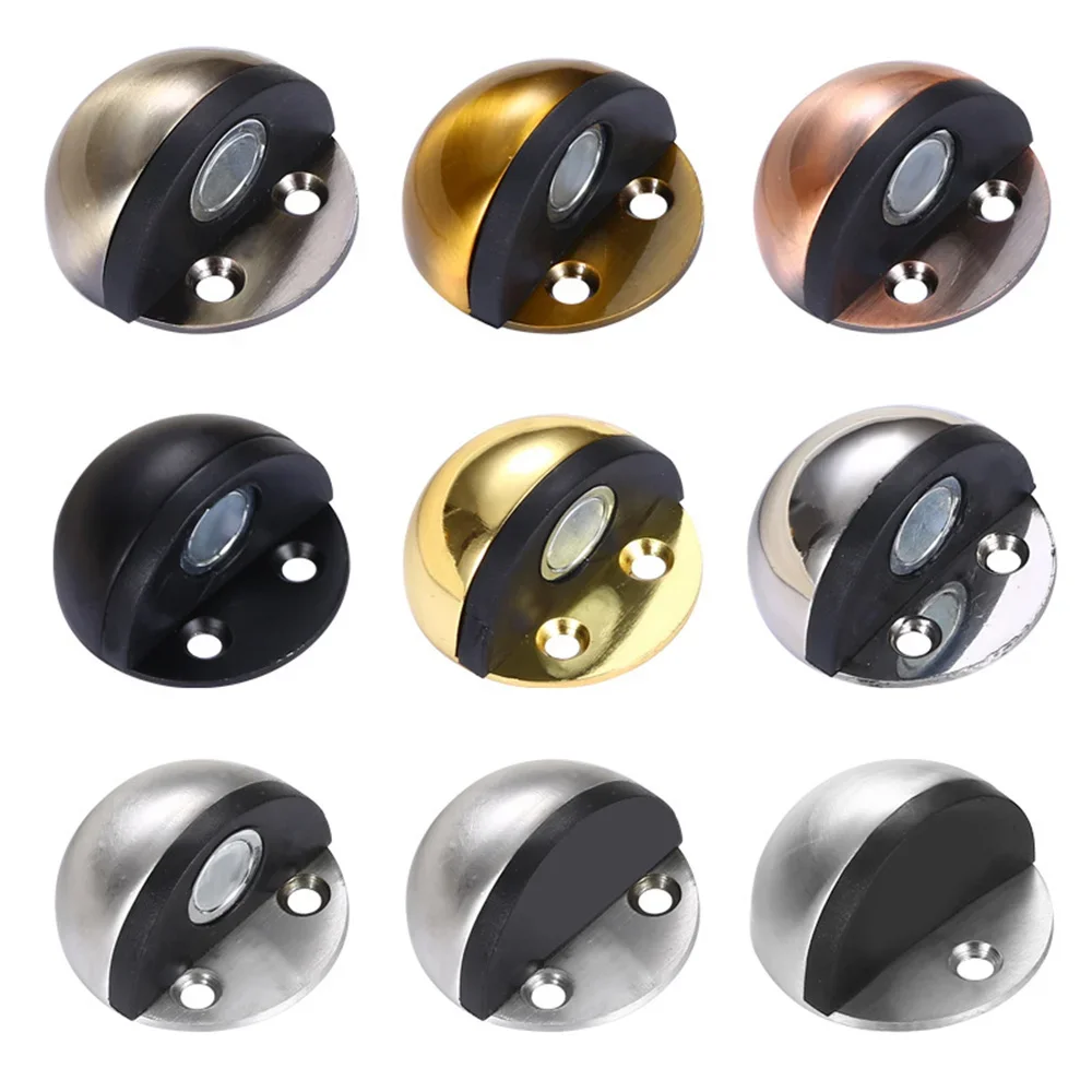 Stainless Steel Rubber Magnetic Door Stopper Non Punching Sticker Hidden Door Holders Floor Mounted Nail-free Door Stops