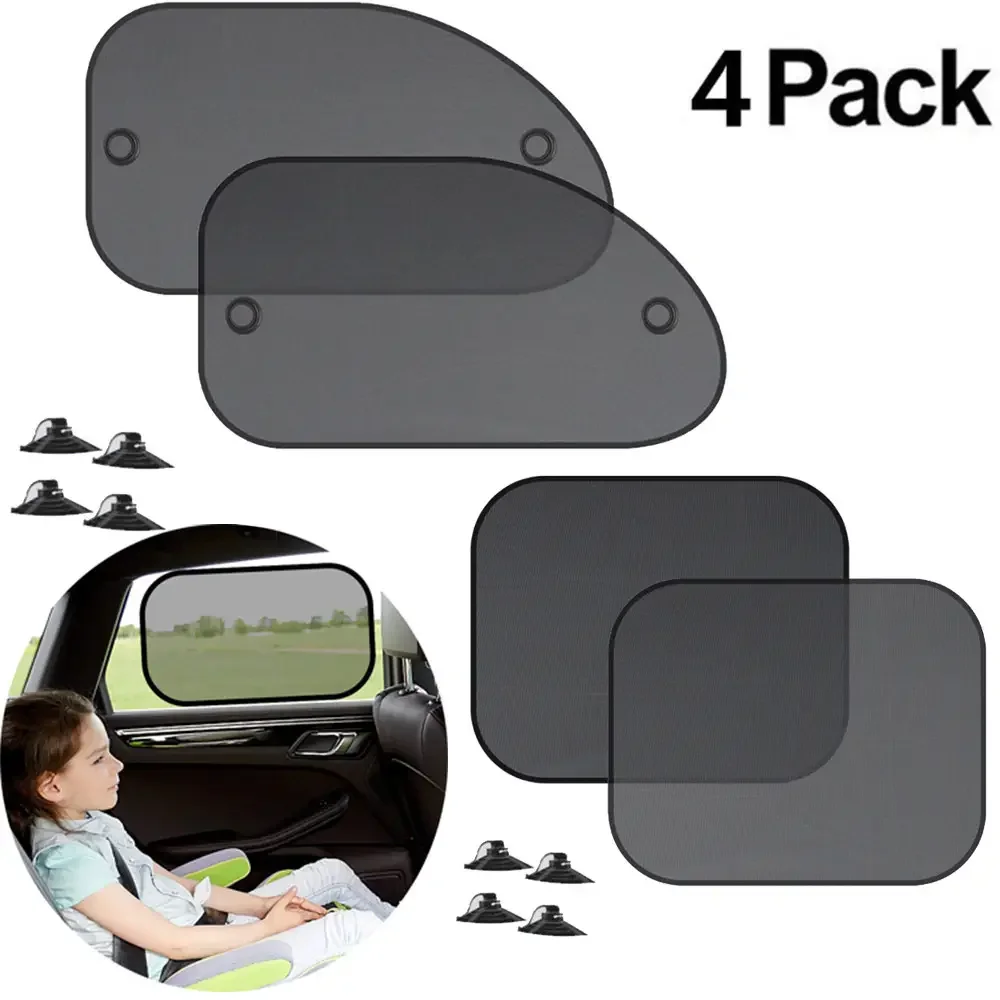 4 Pack Universal Car Window Sun Shade UV Protection Car Curtain Car Window Sun Shade Visor Protective Window Film