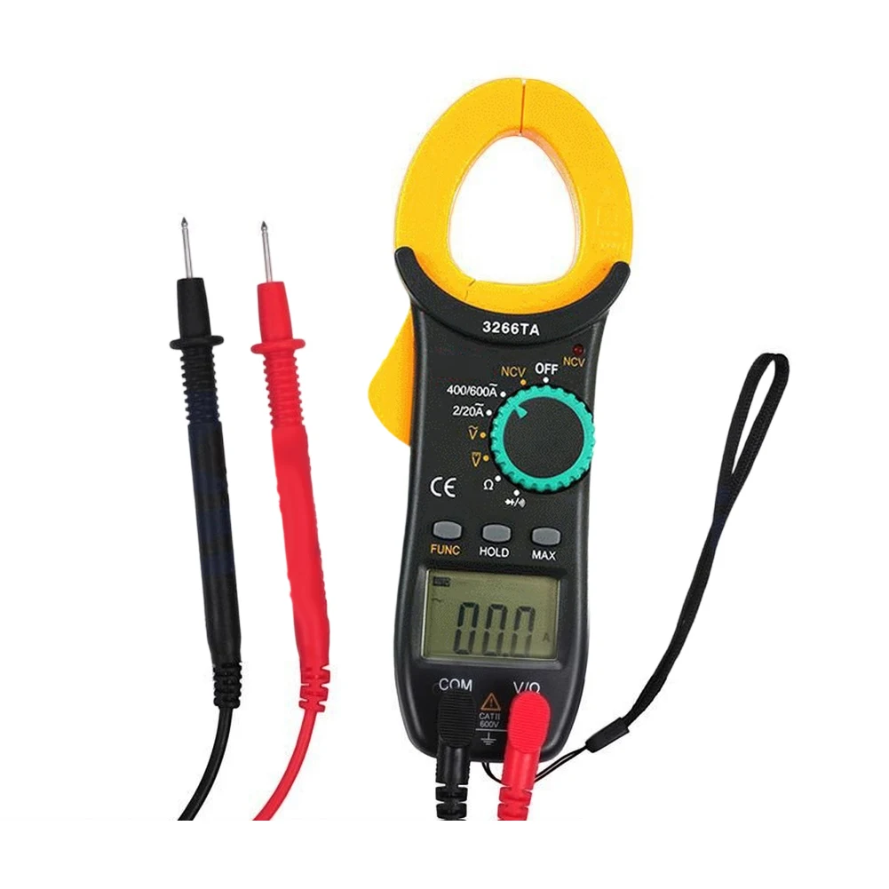 

Field Service Black Clamp Meter 600A Auto Ranging Clamp Meter Multimeter Data Hold Function Frequency Up To 10MHz