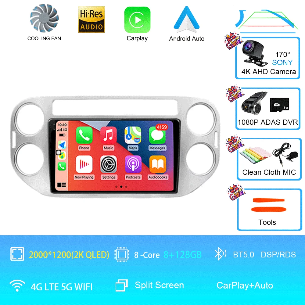 Android 16 voor Volkswagen VW Tiguan 5N 2007-16 VW Golf Plus 2004-13 9 inch CarPlay autoradio GPS navigatie head unit