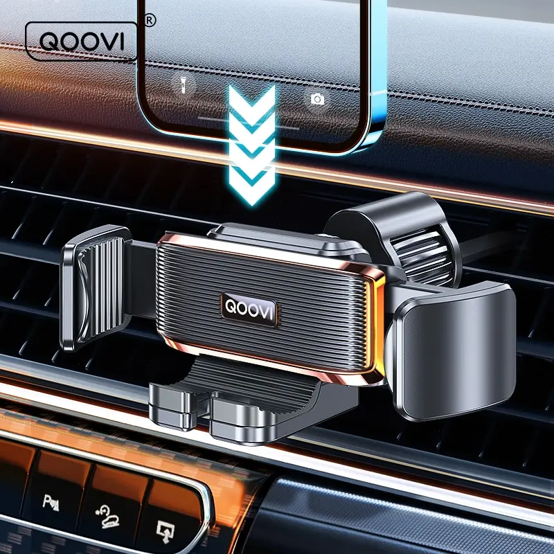 QOOVI Car Phone Holder Air Vent Clip Gravity Universal Smartphone Mount GPS Support For iPhone 13 Pro 8 Samsung Xiaomi Redmi