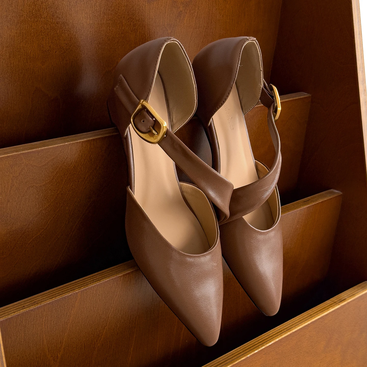 

Lambskin Pointed Toe Mary Jane Pumps 3.5cm Elegant Chunky Heel Flats Summer Comfortable Versatile Sandals for Women