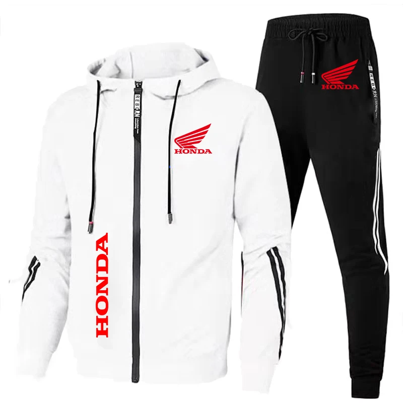 2024 New In Hoodies & Sweatshirts Honda Wing Logo Sweatsuit Set Men Zip Hoodie Sweatpants Suit 2 Piece Sets Honda Tracksuit Men