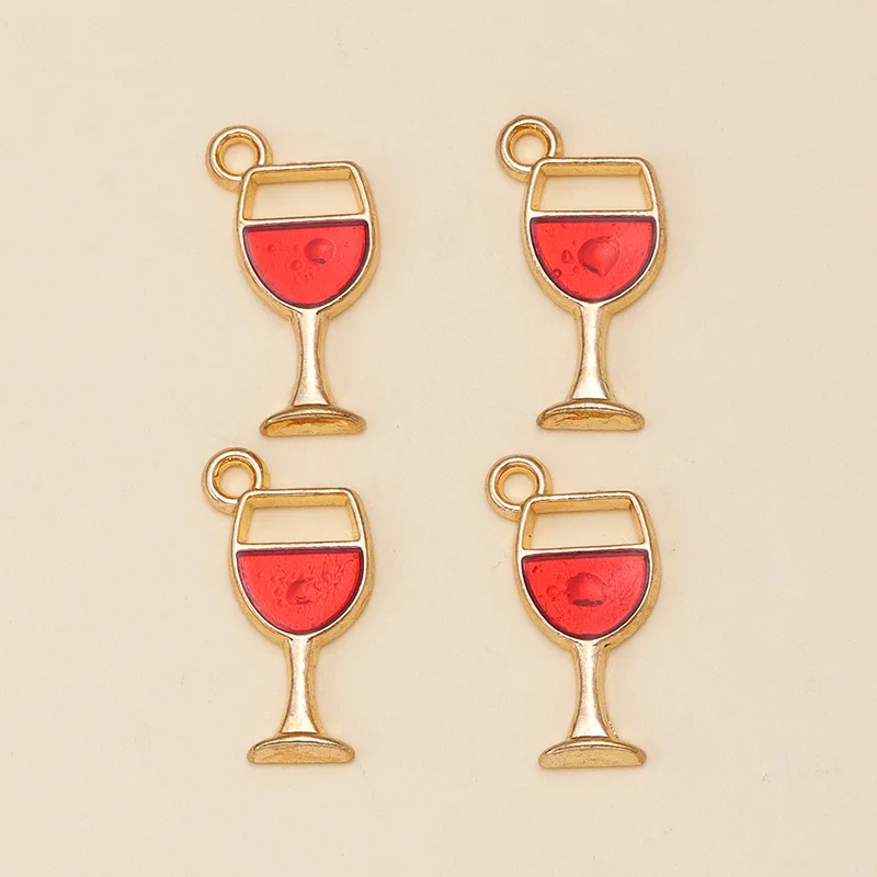 10Pcs 5Colors Lovely Enamel Wine Glass Charms Pendants for DIY Earrings Necklaces Fashion Jewelry Making Accessories Wholesale