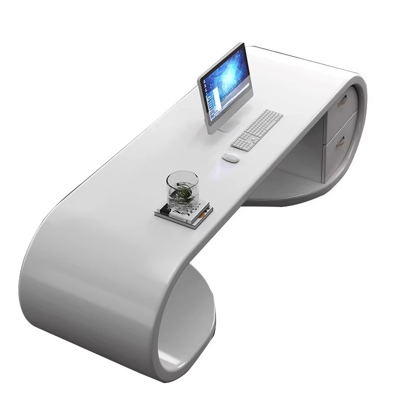 

Boss table pure white piano paint high-end creative supervisor president chairperson manager modern fashion class