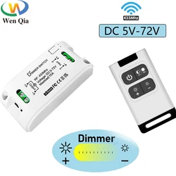 433 Mhz RF Wireless Dimmer Light Switch Remote Control Dc 5v 12v 24v 72v Dimmer Mini Relay Receiver for Dc Motor Led Light Lamp