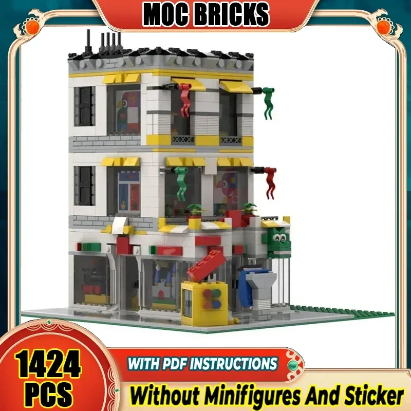 

Модель Street View Moc, строительные кирпичи, строительные блоки, угловая технология магазина, модульные блоки, подарок, рождественские игрушки, наборы «сделай сам», сборка