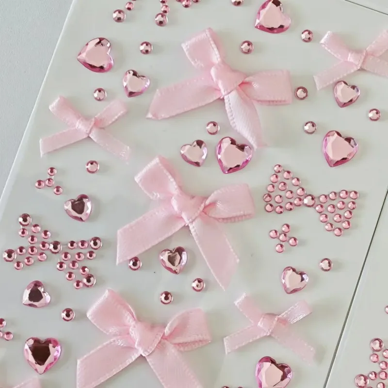 Cute Bowknot Glitter Crystal Stickers 3D Stereo Bling Diamond Decals for DIY Diary Planner Journal Album Notebook Craft