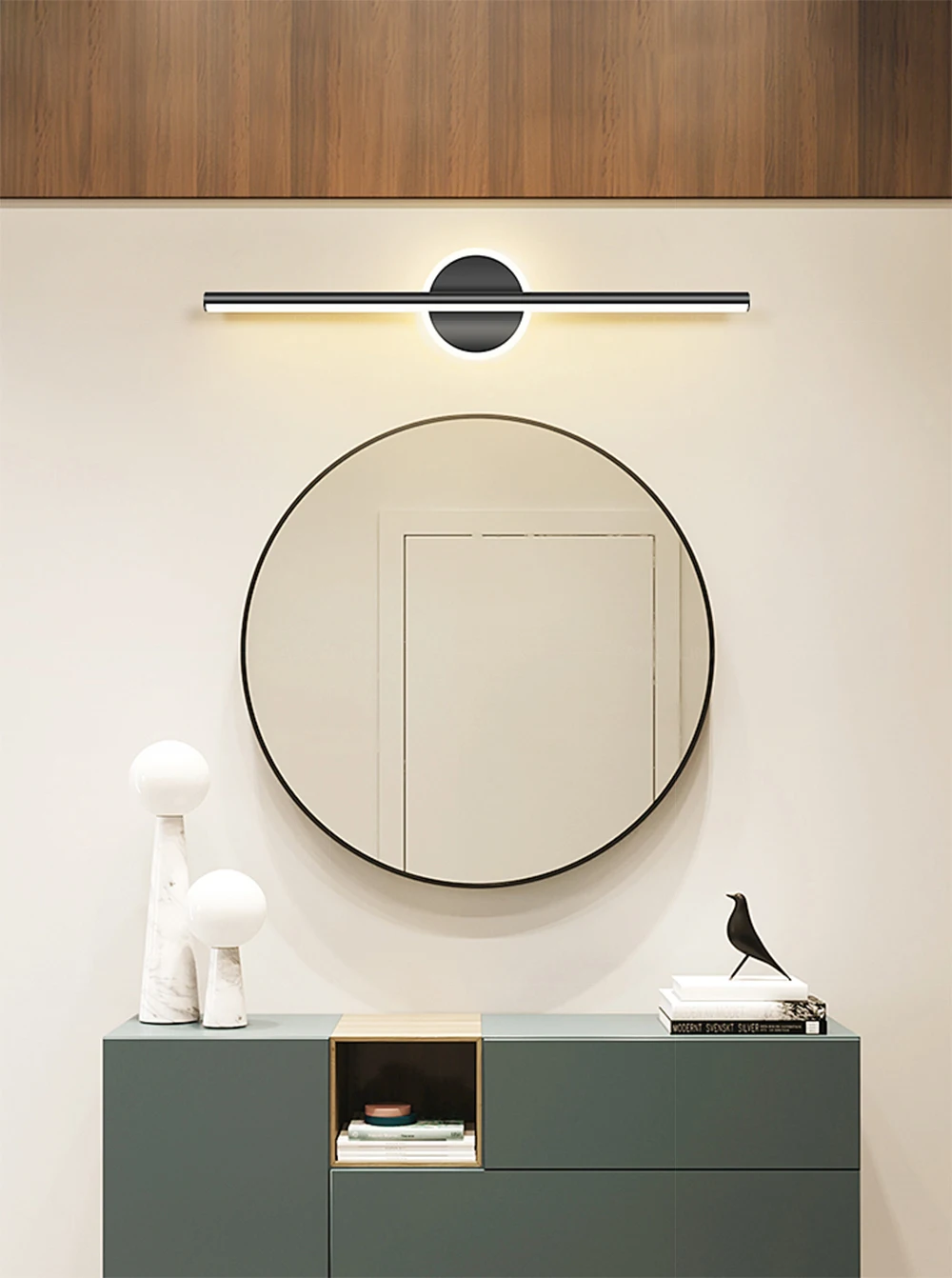 Moderne LED-Wandleuchte mit minimalistischen Linien und Textur in Metallic-Schwarz-Gold für Schlafzimmer, Waschtischbeleuchtung, Badezimmerspiegel, Flure und Eingangsbereiche – Detail 9