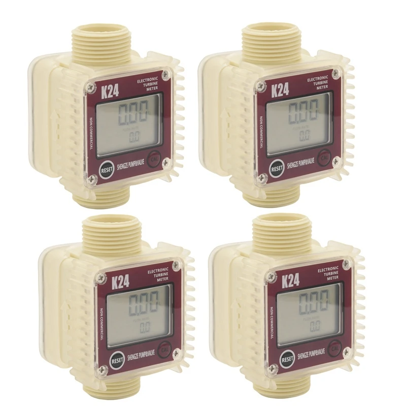 4X K24 Turbine Digital Oil Fuel Flow Meter Gauge For Chemicals Liquid Water