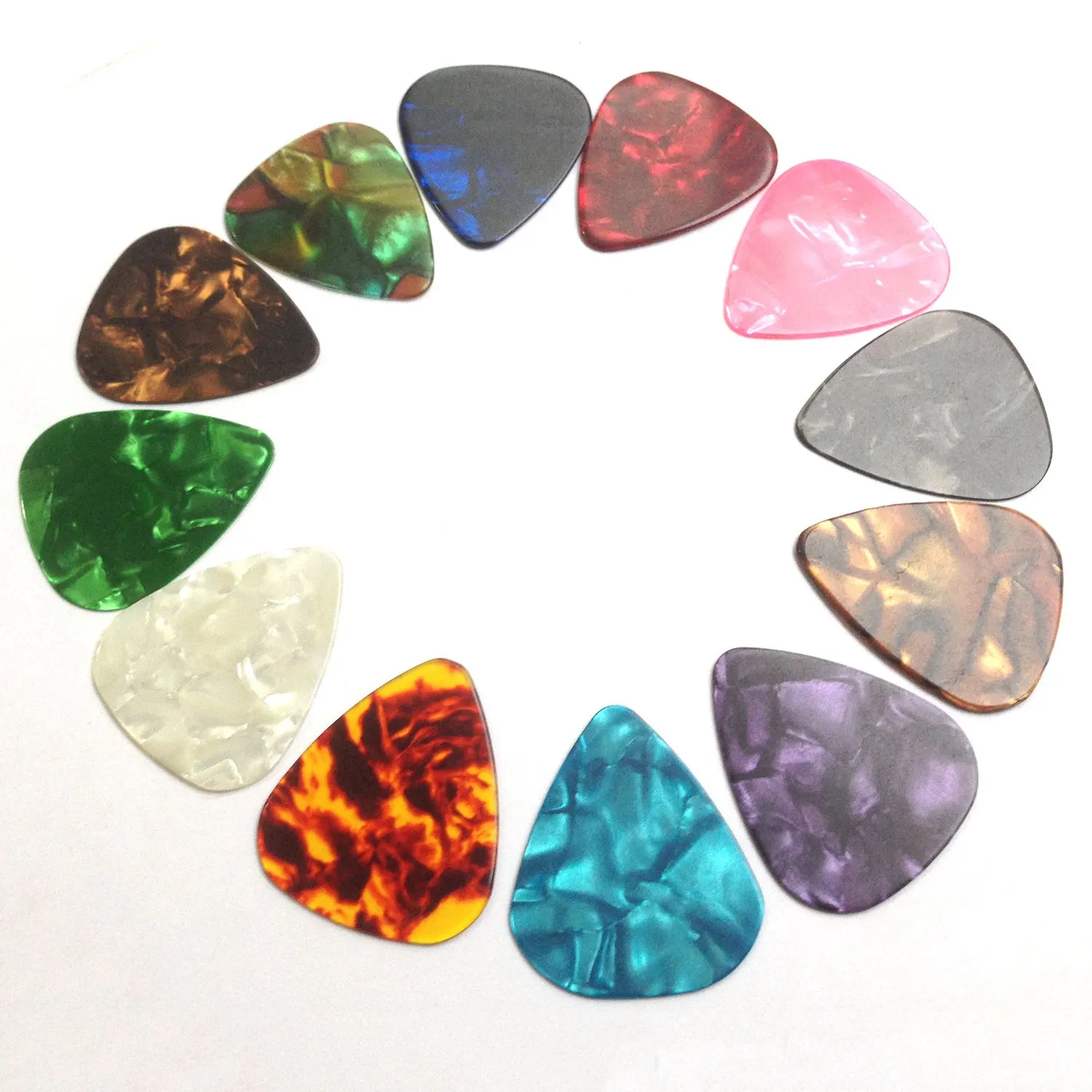 12 x Rock Picks-ผู้ไกล่เกลี่ยสำหรับกีตาร์และเบส3ความหนาที่แตกต่างกัน