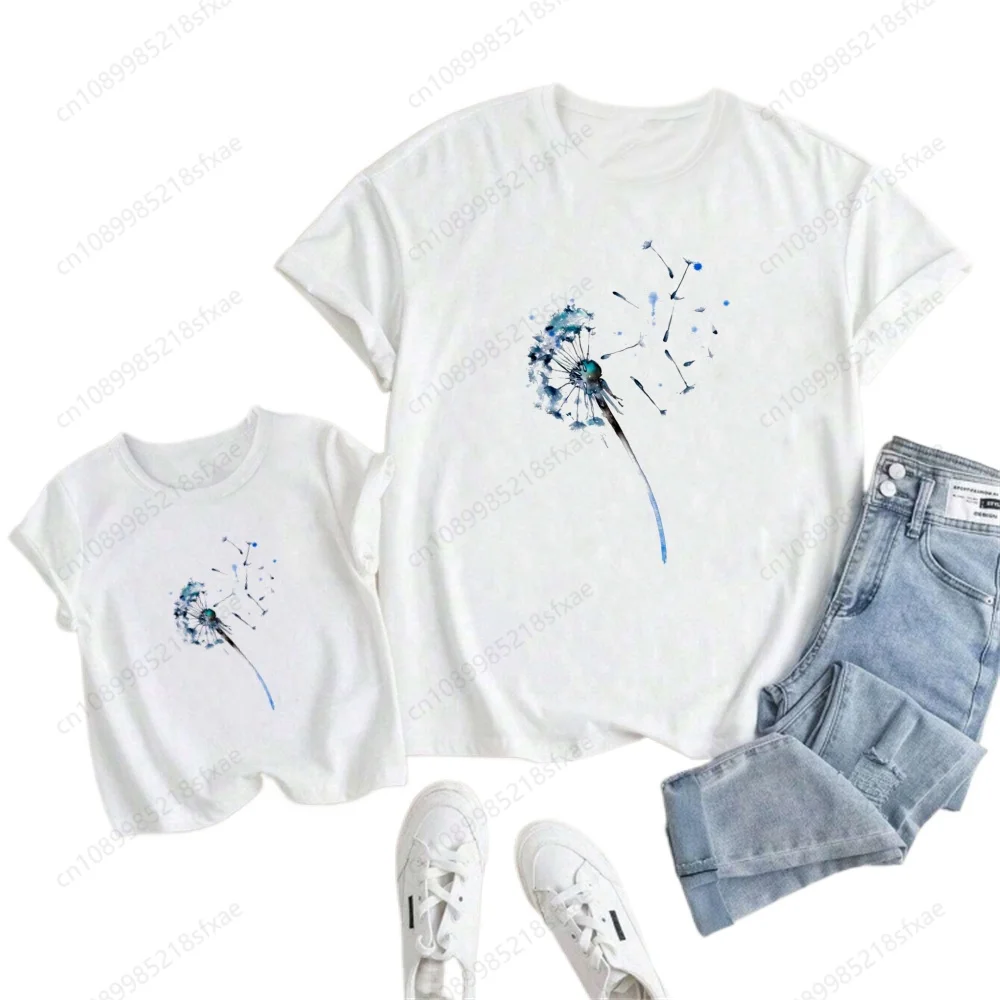 

Baby Funny Cartoon Print Dandelion Just Breathe White T-shirt Kids Summer O-Neck Tops Boys & Girls Tshirt Baby Clothes