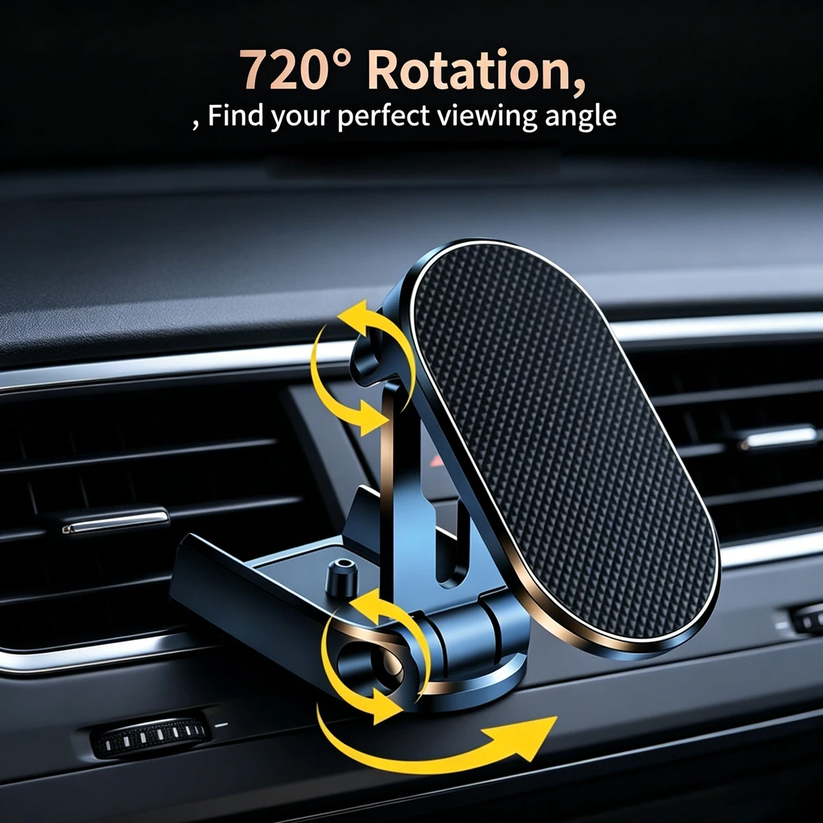 Car Dashboard Mount Magnetic Phone Holder Foldable Rotatable Navigation Compatible with TikTok Trend Center Console Mobile Stand